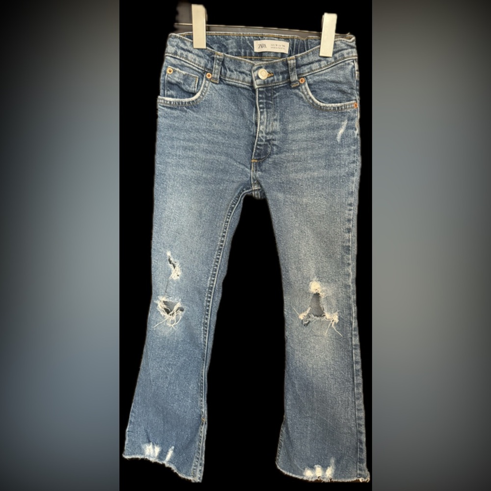 Zara girls flare distressed jeans